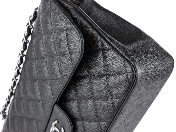 Chanel Jumbo Caviar Double Flap Black Leather Bag - Image 4