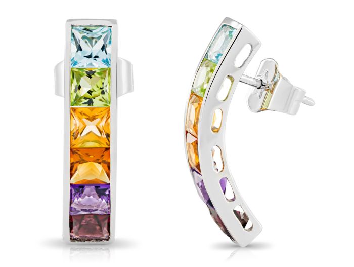 Coloured Gem Earrings and Ring Set - Image 3