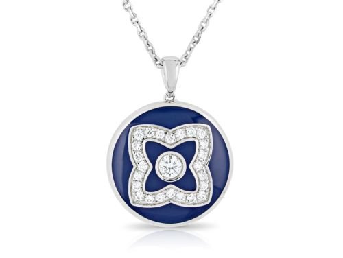 De Beers 18kt White gold Enchanted Lotus 0.22ct Diamond and Enamel necklace (1)