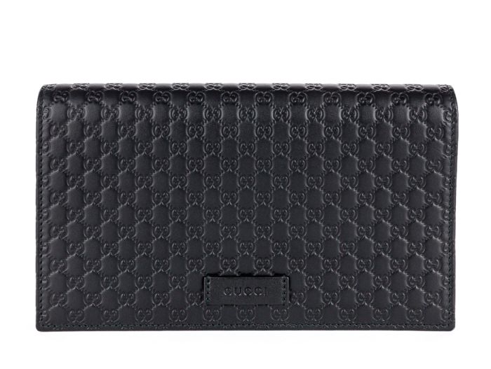 Gucci Black Micro Guccissima Wallet Crossbody Bag