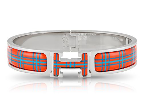 Hermès Clic H Orange Tartan Bracelet (1)