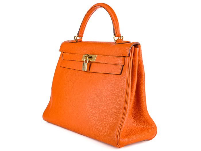 Hermes Orange Kelly 32cm Clemence Bag - Image 3