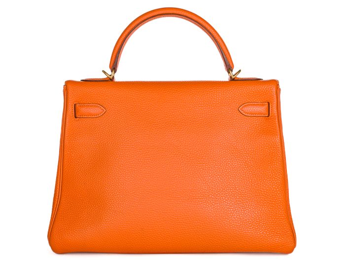 Hermes Orange Kelly 32cm Clemence Bag - Image 4