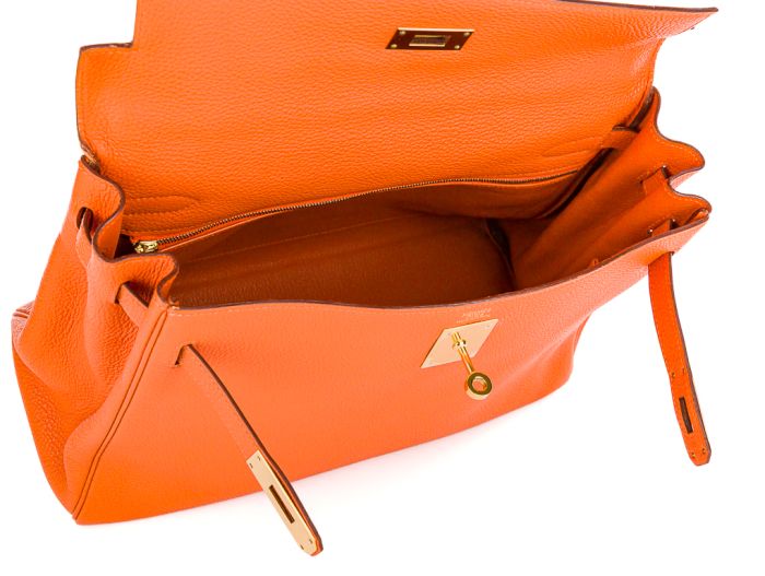 Hermes Orange Kelly 32cm Clemence Bag - Image 2