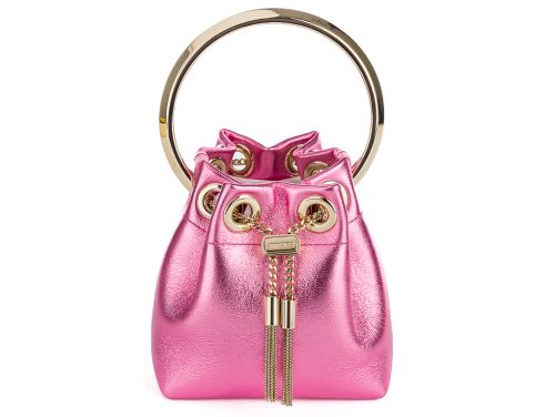 Jimmy Choo Pink Metallic Bon Bon Micro Leather Bag (2)