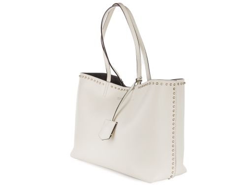 Jimmy Choo Smooth Calfskin Studded Pearl Tote White
