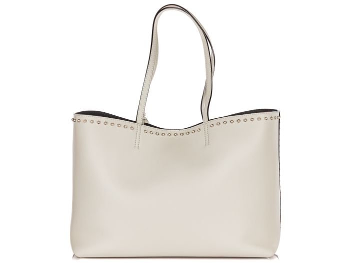 Jimmy Choo Smooth Calfskin Studded Pearl Tote White - Image 3