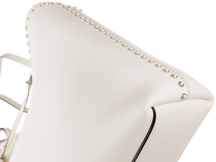 Jimmy Choo Smooth Calfskin Studded Pearl Tote White - Image 4