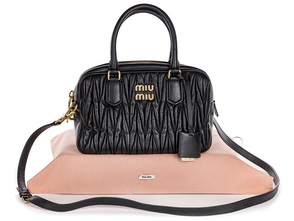 Miu Miu Black Arcadie Matelassé Nappa Leather Bag - Shop