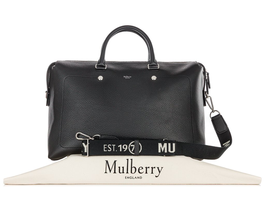 MULBERRY ブラック ヘビーグレイン シティ ボストンバッグ