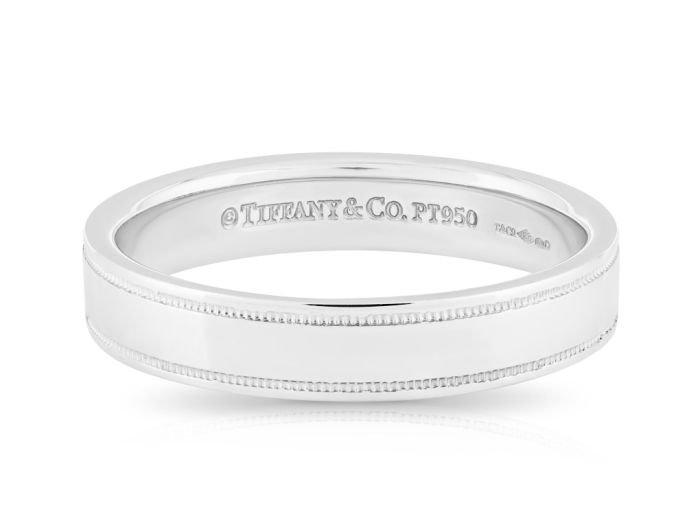 Tiffany & Co Together Platinum 4mm Milgrain Wedding Band Ring 8 (1)