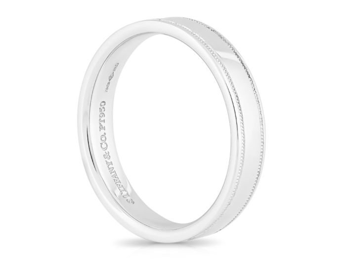 Tiffany & Co Together Platinum 4mm Milgrain Wedding Band Ring 8 - Image 2