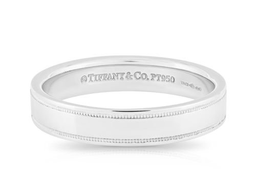 Tiffany & Co Together Platinum 4mm Milgrain Wedding Band Ring 9 (1)