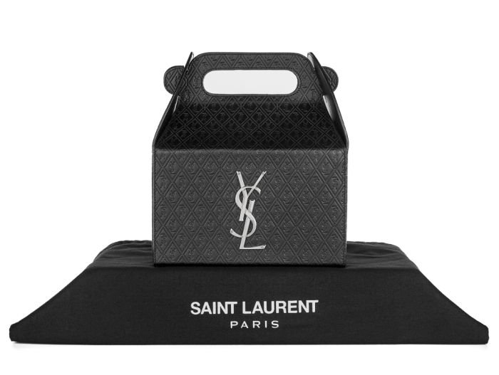 Yves Saint Laurent Black Leather Take-Away Box Bag - Image 6