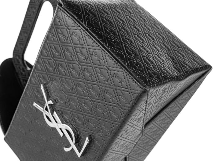 Yves Saint Laurent Black Leather Take-Away Box Bag - Image 5