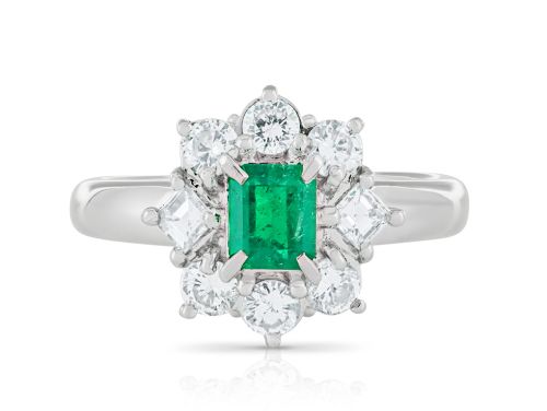 0.40ct Emerald & 0.59ct Diamond Ring