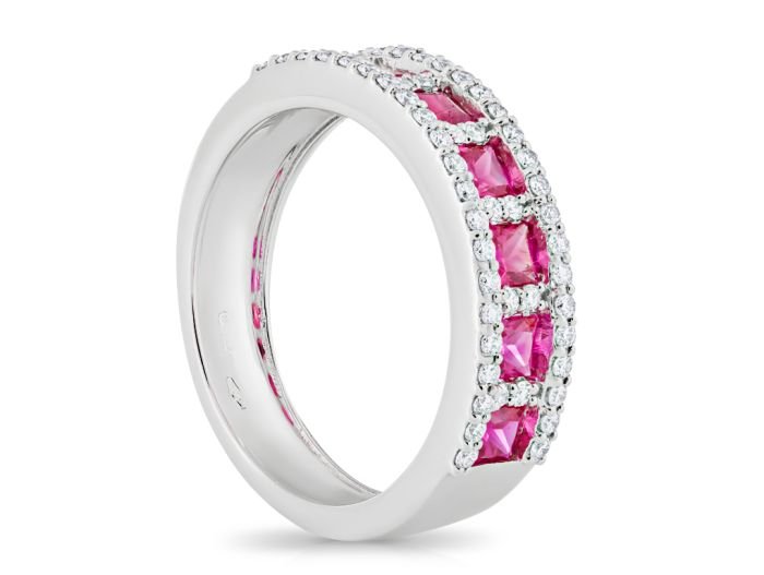 0.54ct Diamond & Ruby Half Eternity Ring - Image 2