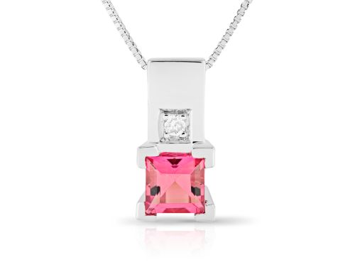 Pink Tourmaline and Diamond Necklace