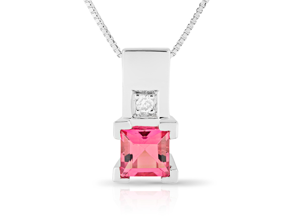 Pink Tourmaline and Diamond Necklace