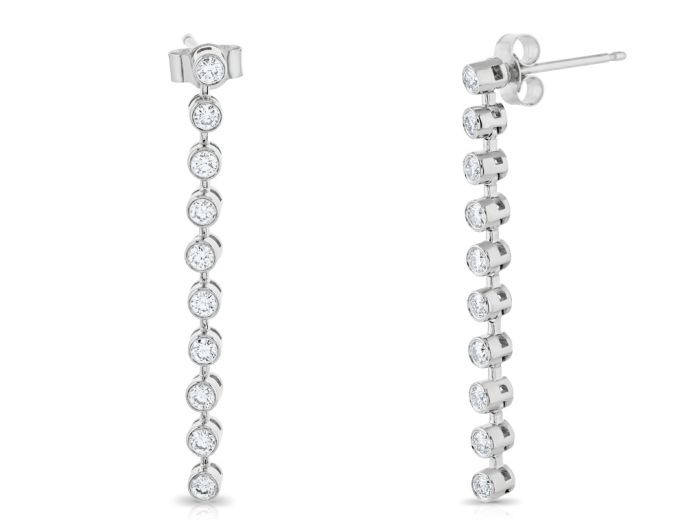 1ct Brilliant Round Diamond Drop Earrings - Image 2