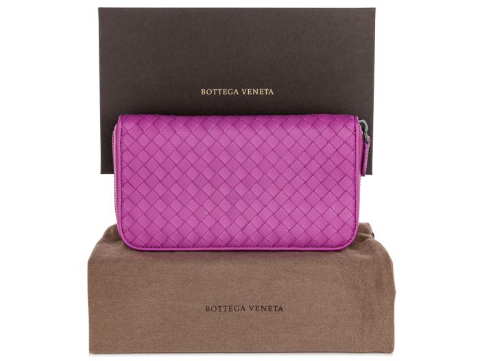 Bottega Veneta Purple Zip Around Intrecciato Wallet - Image 6