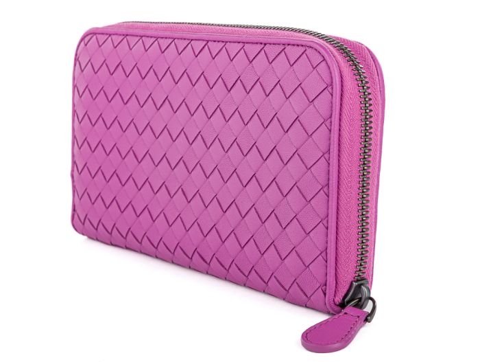 Bottega Veneta Purple Zip Around Intrecciato Wallet - Image 2