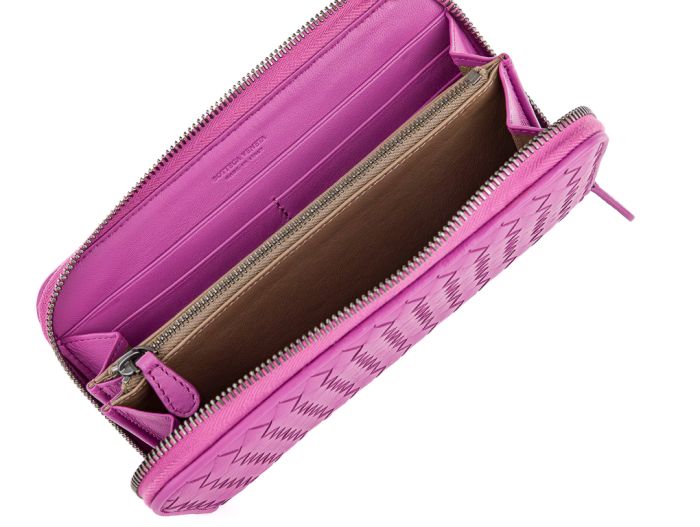 Bottega Veneta Purple Zip Around Intrecciato Wallet - Image 5