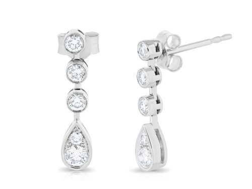 Brilliant Round Rain Drop Diamond Earrings 0 (2)