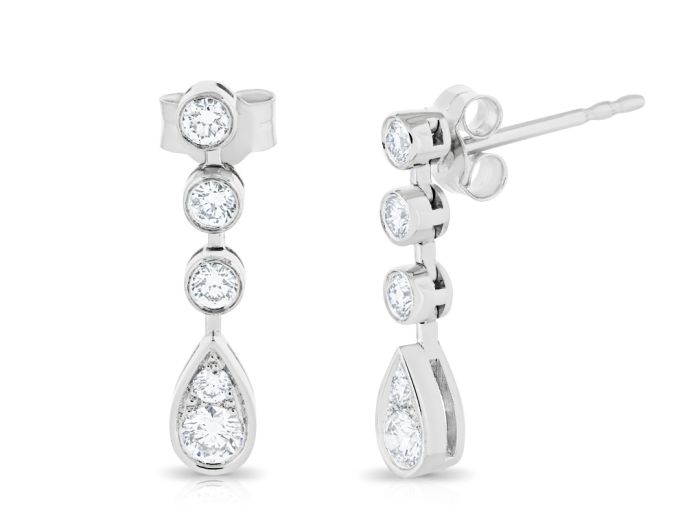 Brilliant Round Rain Drop Diamond Earrings 0 (2)