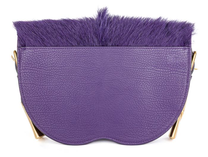 Burberry Purple Leather And Pony-Fur Chess Satchel Bag - Image 3