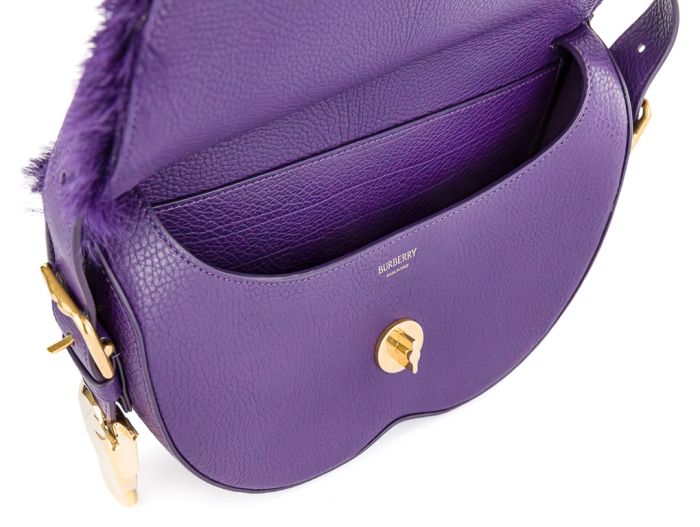 Burberry Purple Leather And Pony-Fur Chess Satchel Bag - Image 5