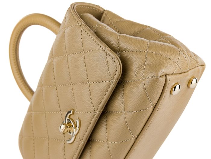 Chanel Beige Caviar & Lizard Embossed Coco Top Handle Bag - Image 2