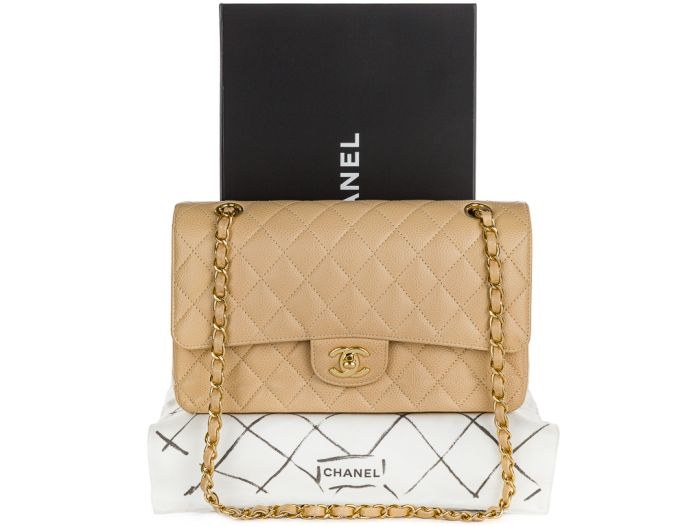 Chanel Beige Classic Medium Double Flap Caviar Bag - Image 6