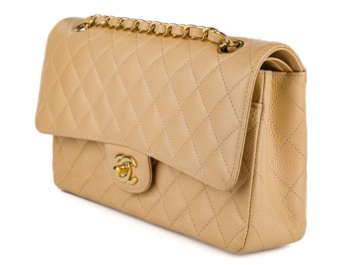 Chanel Beige Classic Medium Double Flap Caviar Bag - Image 2