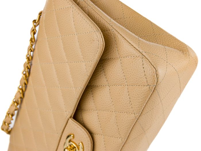 Chanel Beige Classic Medium Double Flap Caviar Bag - Image 4