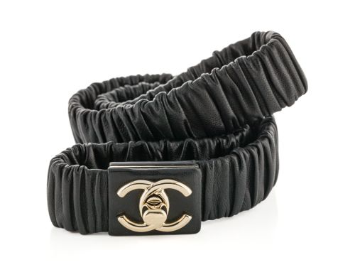 Chanel Black Classic CC Turnlock Leather Belt