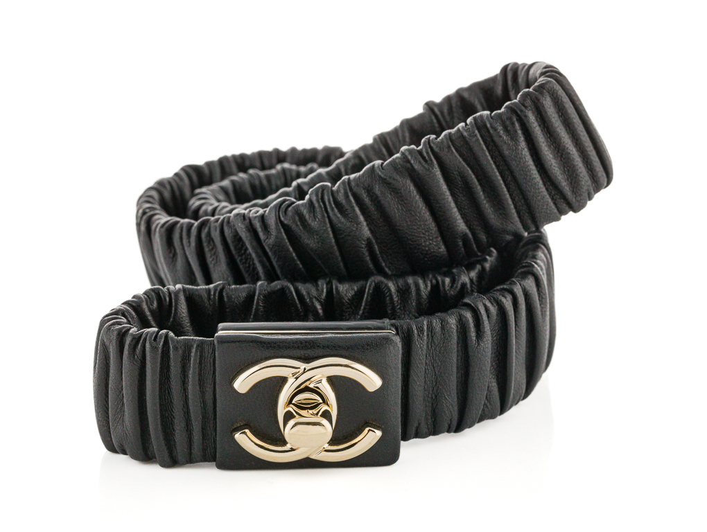 Chanel Black Classic CC Turnlock Leather Belt