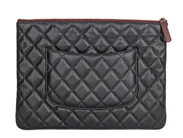 Chanel Black O Case Quilted Caviar Clutch - Image 4