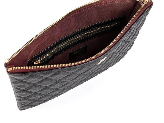 Chanel Black O Case Quilted Caviar Clutch - Image 5