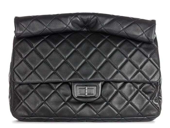 Chanel Black Quilted Leather Roll Reissue 2.55 Clutch Bag