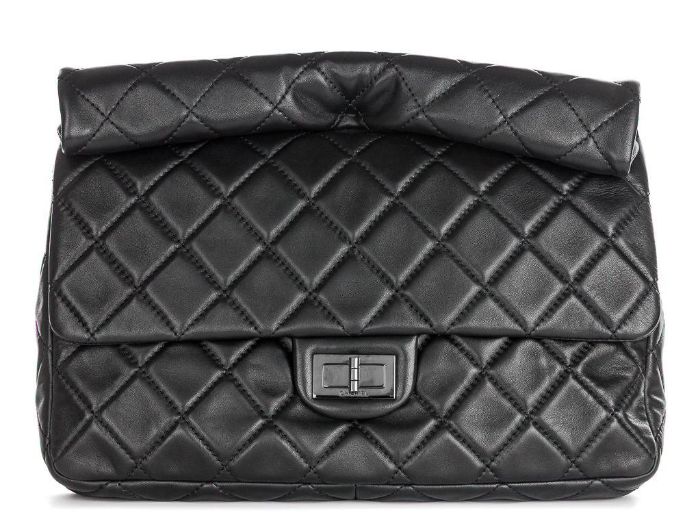 Chanel Black Quilted Leather Roll Reissue 2.55 Clutch Bag
