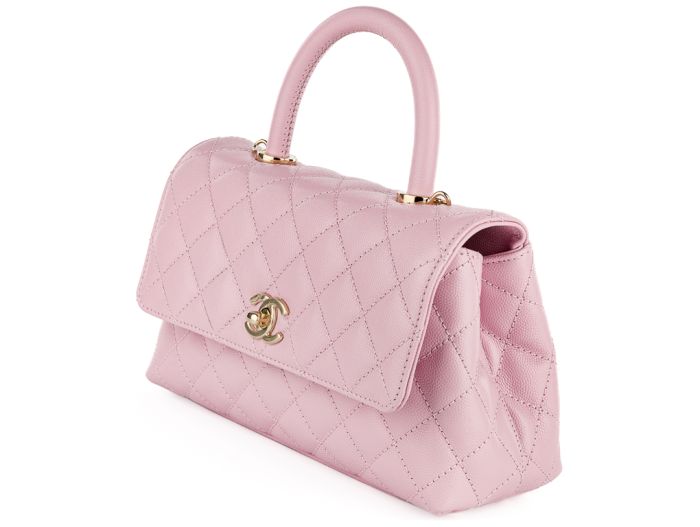 Chanel Caviar Pink Coco Top Handle Flap Bag - Image 2