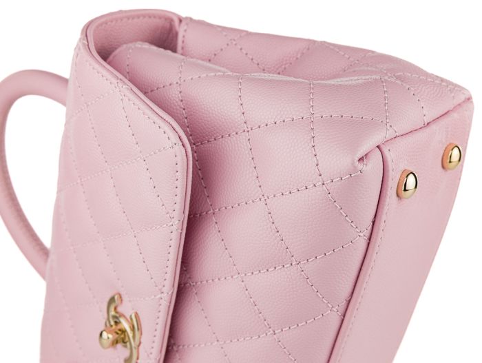 Chanel Caviar Pink Coco Top Handle Flap Bag - Image 4