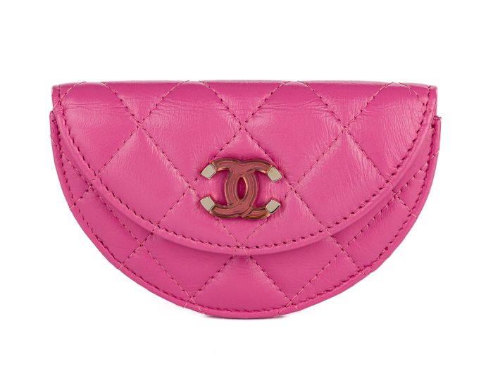 Chanel Lambskin Shiny Pink Crumpled Lambskin Coin Purse