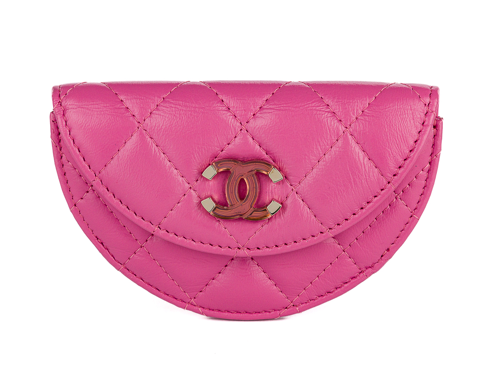 Chanel Lambskin Shiny Pink Crumpled Lambskin Coin Purse