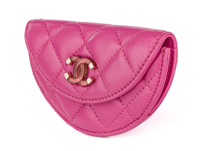 Chanel Lambskin Shiny Pink Crumpled Lambskin Coin Purse - Image 2