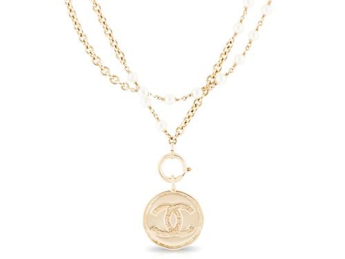 Chanel Medallion & Pearl Necklace (1)