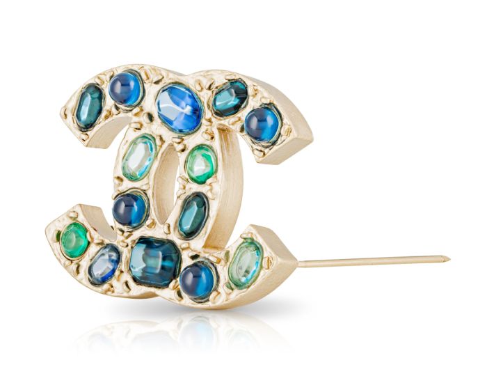 Chanel Spilla CC in Strass Blu Brooch - Image 2
