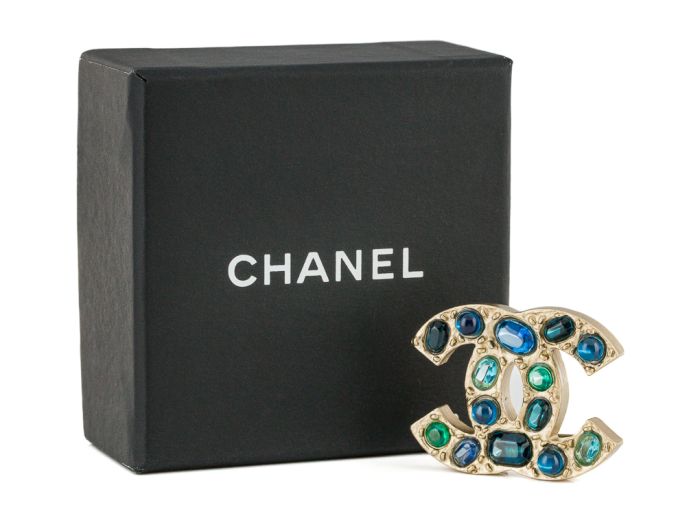 Chanel Spilla CC in Strass Blu Brooch - Image 3