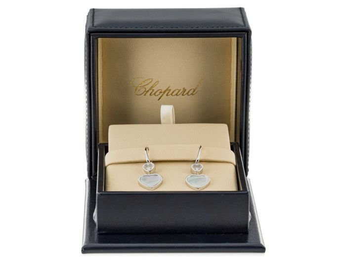 Chopard Happy Hearts Mother of Pearl 0.10ct Diamond Earrings 18ct White Gold (3)